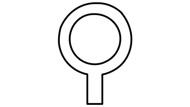Clean flat vector line icon showing a magnifying glass, perfect for map lookup, location finder tools, directories, and travel apps.