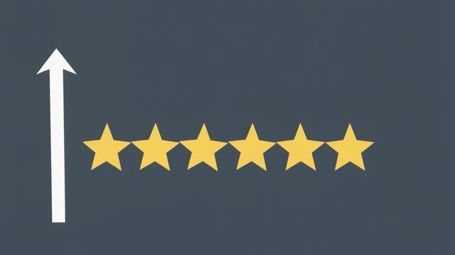 White Upward Arrow Next to Three Yellow Stars and One Smaller Yellow Star on Dark Gray rating feedback