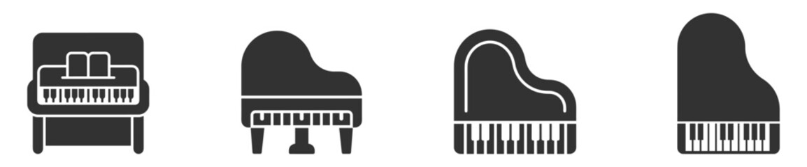 piano icons set with grand and upright types vector illustration on transparent background © Наталья Перова