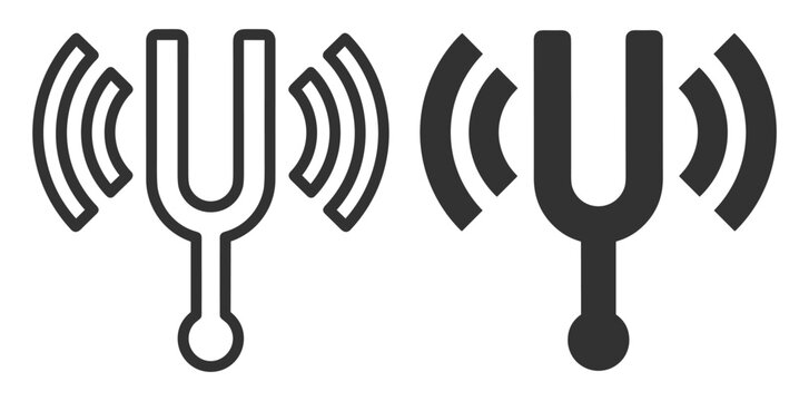 tuning fork sound wave icon set vector illustration on transparent background