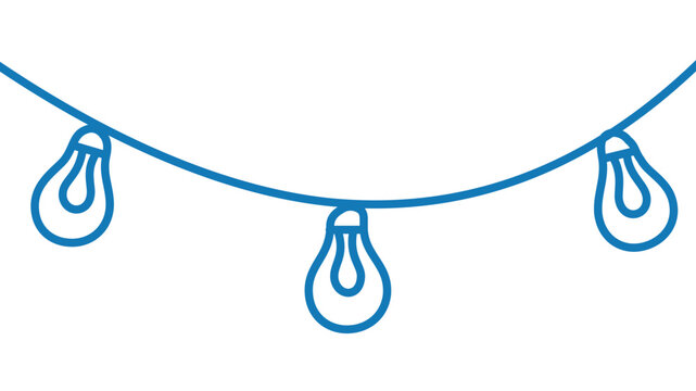Clean flat vector line icon of decorative string lights for wedding themes, seasonal promotions, cozy interiors, and celebration design projects.