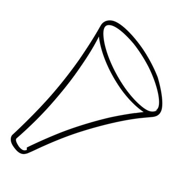 A clean flat vector line icon of a party horn with streamers, ideal for birthday notices, celebration apps, event pages, and festive decorations.