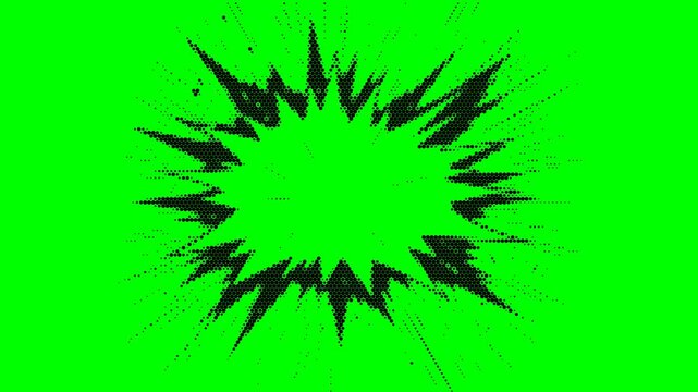 green screen explosion burst pop action chroma key footage comic motion graphics isolated halftone animation assemble effect