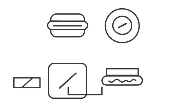 Clean flat vector line icon of a hot dog in a bun, suited for snack bar menus, food truck signs, concession stands, and picnic graphics.