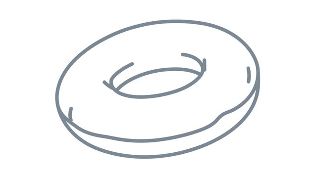 Clean flat vector line icon showing a simple inner tube, ideal for swim club materials, resort maps, pool rules, and seasonal activity designs.