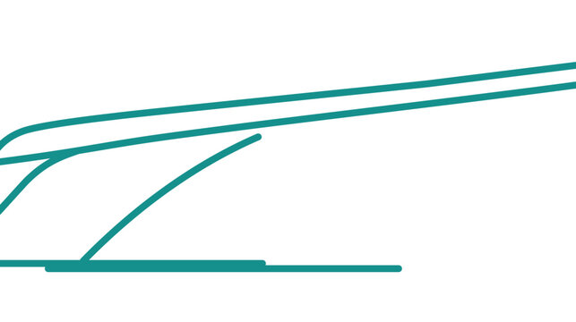 Clean flat vector line icon of a swimming pool diving board, ideal for aquatic sports signage, recreation apps, and facility maps.