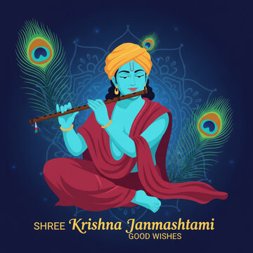 Krishna, Indian mythology, blue god, flute player, peacock feathers, Hindu festival