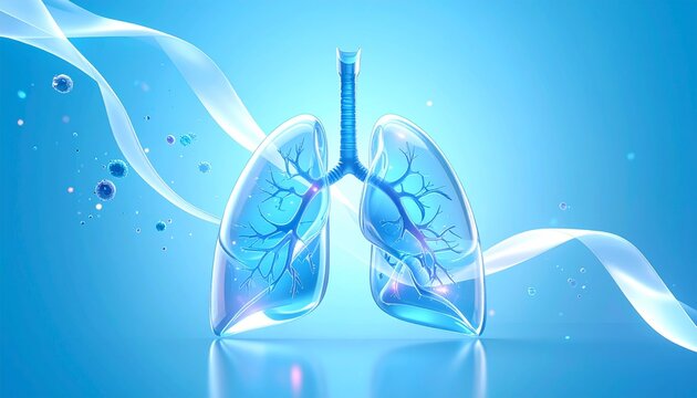 World Lung Cancer Day concept featuring glowing crystal lungs in a clean medical setting, symbolizing awareness, early detection, prevention, respiratory health, hope, and modern healthcare.
