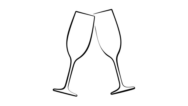 Minimalist clean flat vector line icon featuring a champagne flute, ideal for celebration apps, party flyers, hospitality signs, and menus.