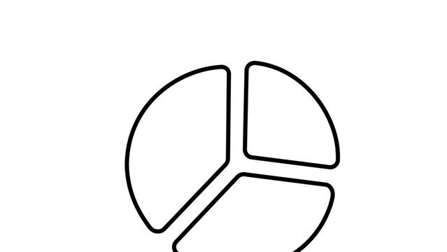 Clean flat vector line icon showing a simple pie chart for market analysis, reporting layouts, planning tools, and corporate presentations.