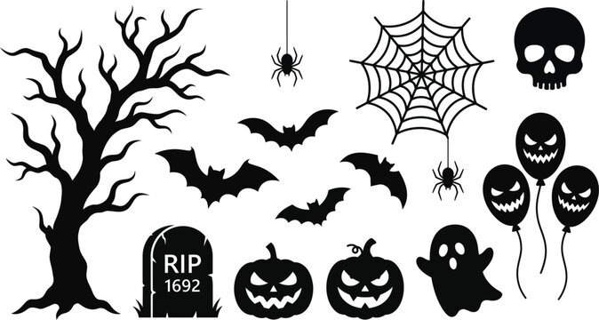 Halloween Balloon and Spooky Elements Set