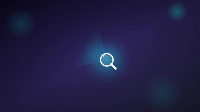 magnifying glass search icon with scanning light beam