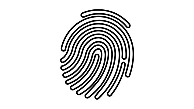 Minimal clean flat vector line icon showing a fingerprint scan, ideal for secure account access, mobile apps, and verification screens.
