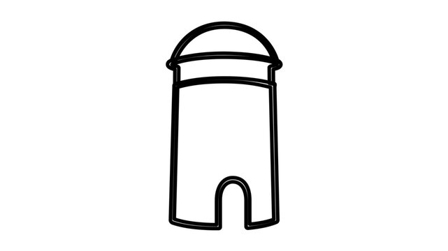 Minimal clean flat vector line icon featuring a watchtower for surveillance apps, security planning, camp maps, and guarded facility guides.
