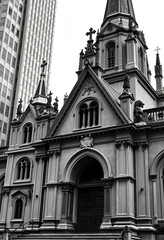 Obraz premium ornate historic church facade in urban setting