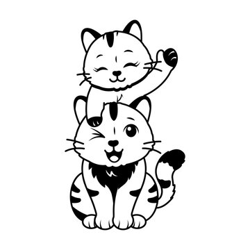 Cat carrying another cat on its back.