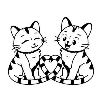 Two cats forming a heart shape with their tails.