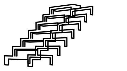 Fototapeta premium A minimalist flat vector line icon representing a staircase, ideal for floor plans, navigation systems, property listings, and construction layouts.