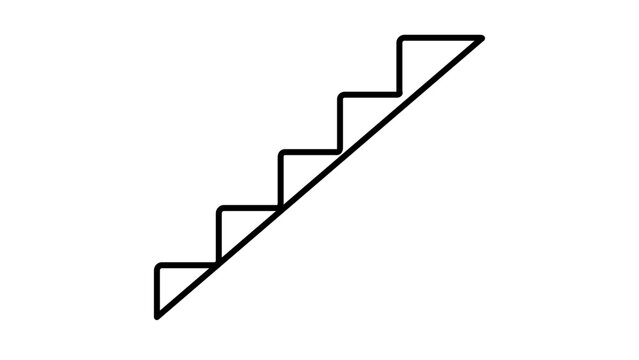 Clean flat vector line icon of a diagonal staircase, suited for renovation layouts, property maps, or indoor navigation interfaces.