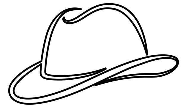 Simple clean flat vector line icon of a detective fedora, ideal for crime reports, clue hunts, investigation tools, and noir themed design.