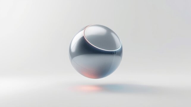 Futuristic metallic sports sphere floats in zero gravity environment with sleek reflections and subtle red glow