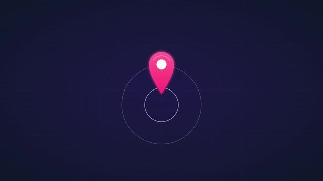 Map Pin Location Icon with Pulsing Geographic Radar Rings