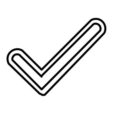 A clean flat vector line icon of a checkmark drawn with minimal strokes, useful for acceptance states, task completion, and form validation.