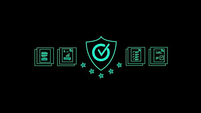 Businessman touching standard quality control certification assurance guarantee for automation process. Quality management with Quality Assurance, Quality Control, Standardization, health insurance,