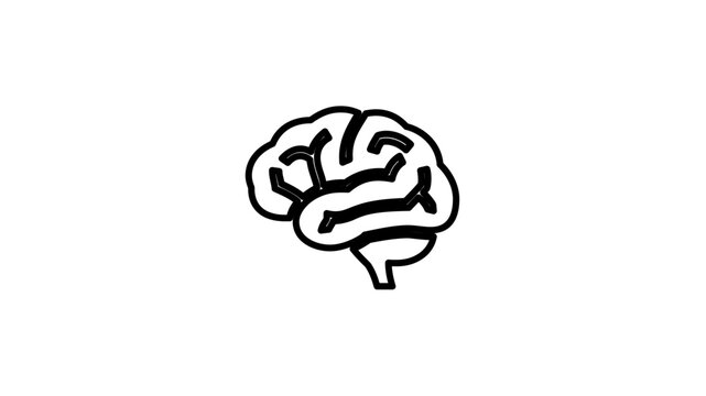 Simple clean flat vector line icon showing a brain, useful for educational materials, neurology services, wellness branding, and thinking tools.
