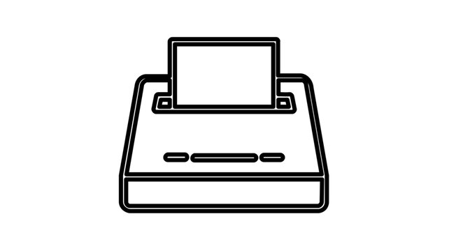 Clean flat vector line icon of a minimalist fax machine, ideal for office communication interfaces, document workflows, and business service menus.