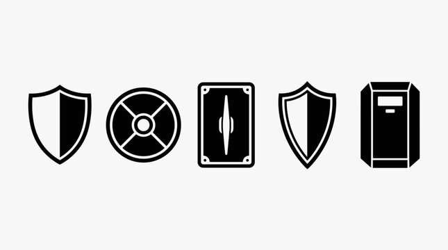 Set of black knight and warrior shield icons