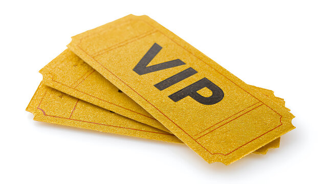 Stack of Golden Access Tickets for Exclusive Events, Exhibitions, or Special Privileges, Isolated on a Clean White Background