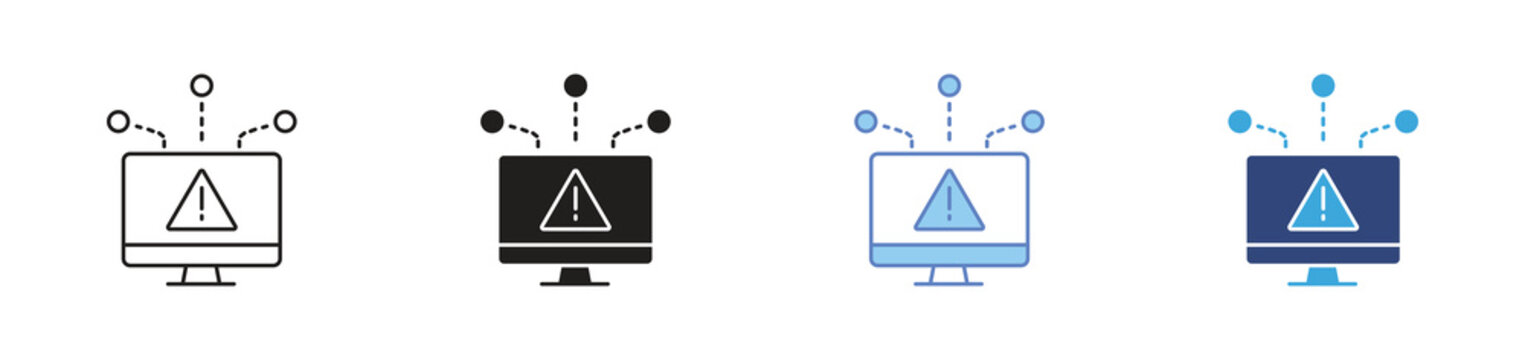 Cyber Attack Laptop Icon, Computer Security Threat, Malware Warning, Cybersecurity Vector Icon