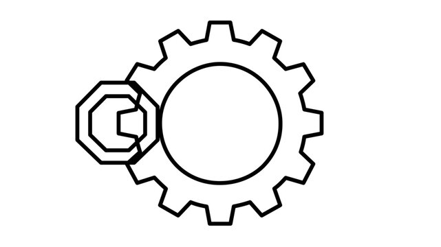 Clean flat vector line icon of a simple gear, ideal for settings buttons, technical support pages, and app customization features.