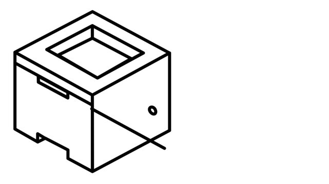 Clean flat vector line icon of a simple desktop printer, suited for document management apps, office signage, and productivity layouts.
