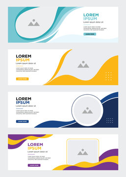 Collection of Modern Corporate Social Media Banner Templates with Abstract Geometric Flat Vector Design