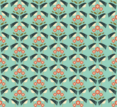 abstract retro flower seamless pattern wallpaper
