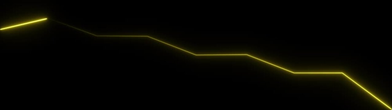 glowing neon downward graph with arrow  indicating decline, loss, and negative trends on a dark, abstract background, perfect for conveying risk, crisis animation. 4k