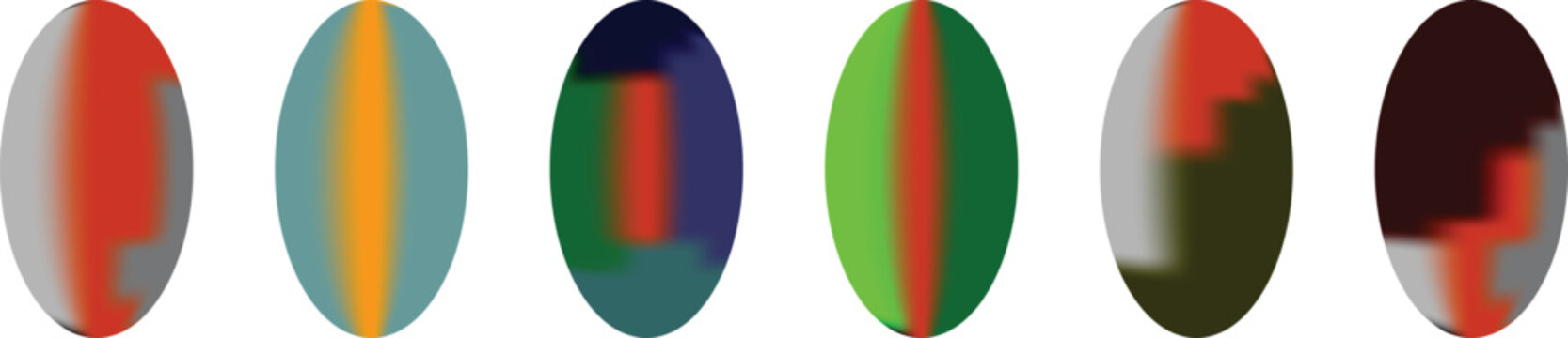 Collection of Abstract Blurred Gradient Oval Shapes - Vibrant Multi-Color Fluid Ellipsoids for Modern Graphics