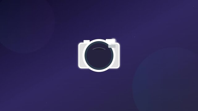 minimalist camera photography icon with shutter motion effects