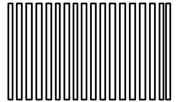 Minimal clean flat vector line icon showing a barcode, ideal for price tags, POS interfaces, product catalogs, shipping, and inventory apps.