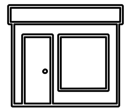 Clean flat vector line icon of a storefront with awning, perfect for small business pages, retail directories, local shop maps, and menus.