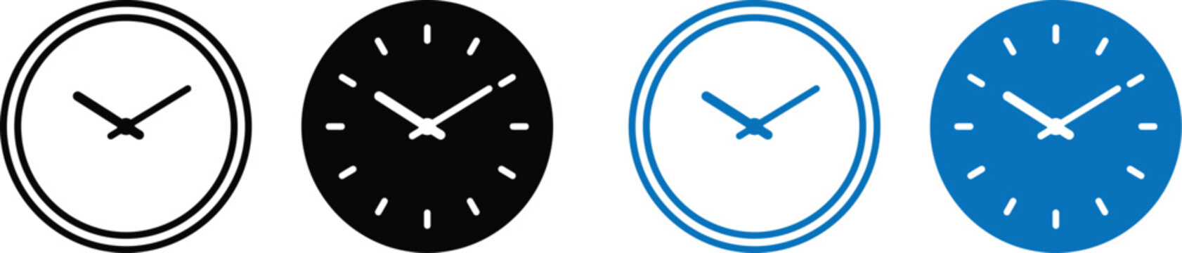 Clock Icons Vector Set Time Watch