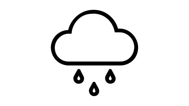 Clean flat vector line icon of a hail cloud with falling ice pellets, ideal for weather apps, forecasts, alerts, and climate interfaces.