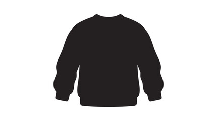 Plain black sweatshirt silhouette front view. © goeng_art