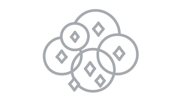 A clean flat vector line icon of a hail cloud with falling ice pellets, ideal for weather apps, forecast dashboards, and storm alert interfaces.