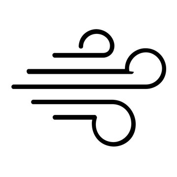 A clean flat vector line icon showing dynamic wind waves, ideal for sailing forecasts, air circulation settings, and outdoor activity guides.