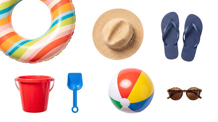Summer Beach Vacation Accessories Collection on White © HOAI PHAM