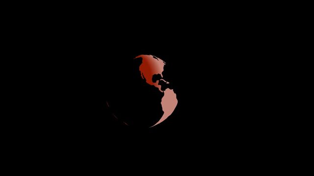 Rotating Earth Globe Animation on Black Background
