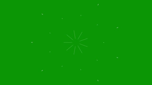 Dynamic firework circle burst animation with glowing line explosion, shiny sparkle effects, abstract geometric blast on green screen background ultra 4k .mp4